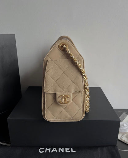 Chanel Hobo 25 Mini with Brand Box Packaging (Genuine Leather) - Beige