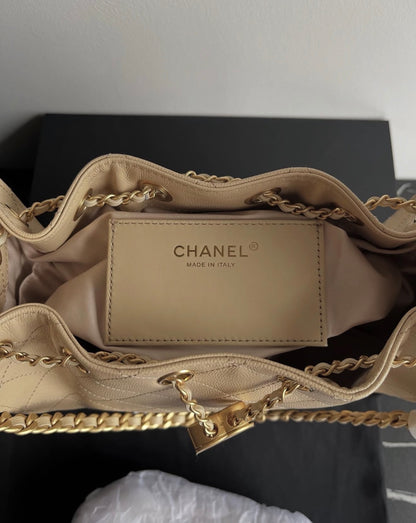 Chanel Hobo 25 Mini with Brand Box Packaging (Genuine Leather) - Beige