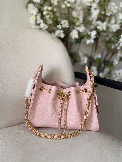 Chanel Hobo 25 Mini with Brand Box Packaging (Genuine Leather) - Pink