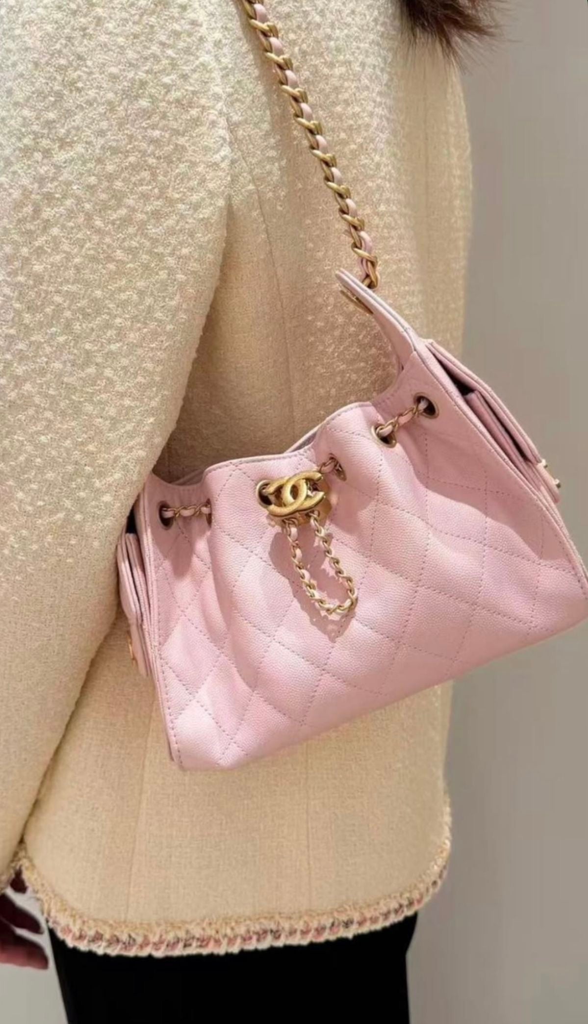 Chanel Hobo 25 Mini with Brand Box Packaging (Genuine Leather) - Pink