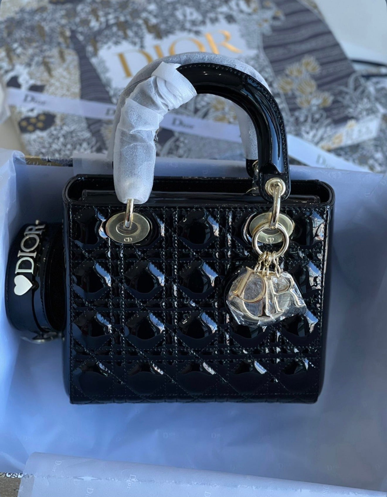 Lady Dior Medium Bag Gloss Black