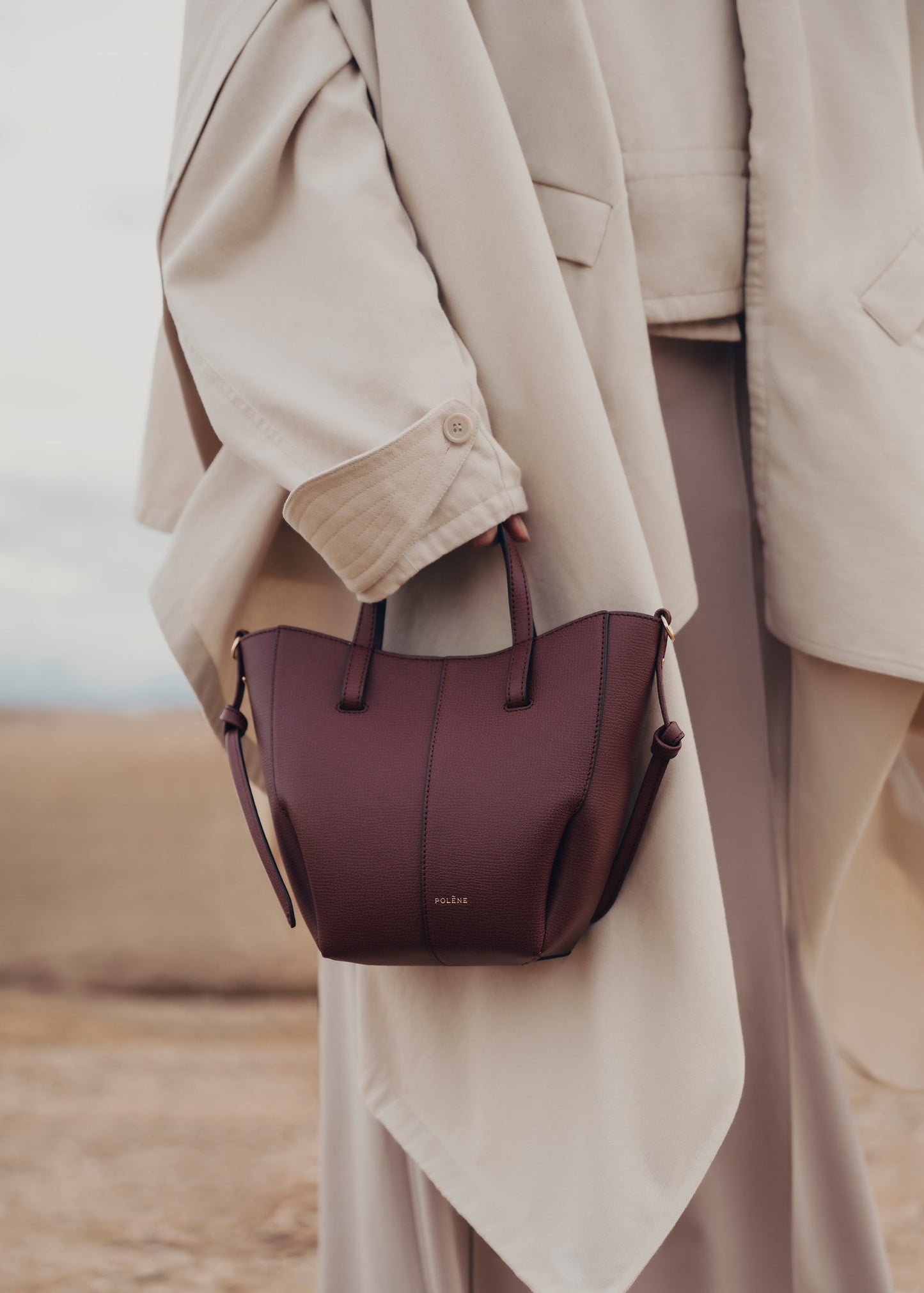 Polene Cyme Nano Tote - Black Cherry