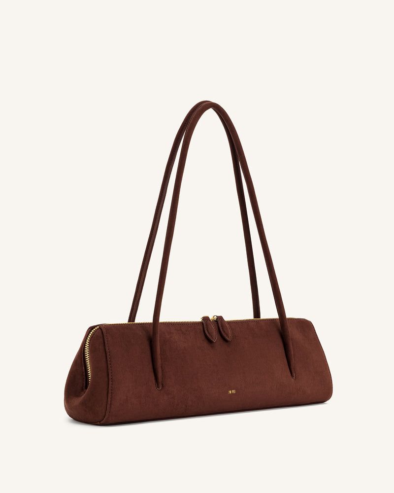 NOVA SHOULDER BAG - BROWN SUEDE LEATHER